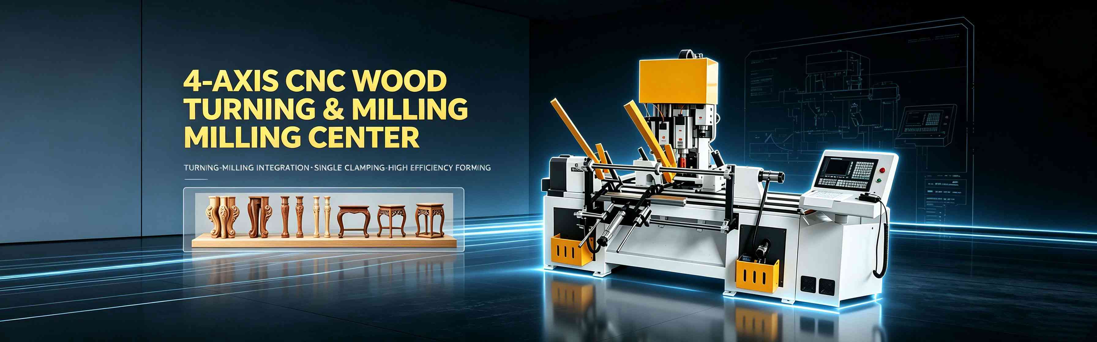 4 Axis Wood Lathe For Turning Milling